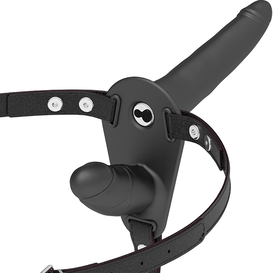 FETISH SUBMISSIVE HARNESS - DOUBLE PENETRATION BLACK VIBRATOR - 1