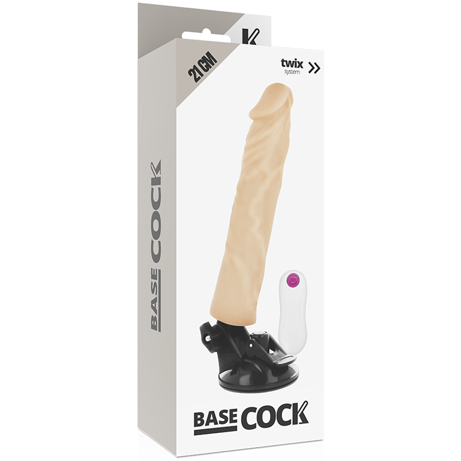 BASECOCK - REALISTIC VIBRATOR REMOTE CONTROL BLACK 21 CM -O- 4 CM - NATURAL - 4