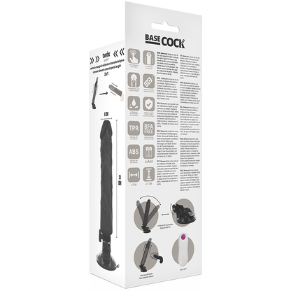 BASECOCK - REALISTIC VIBRATOR REMOTE CONTROL BLACK 21 CM -O- 4 CM - BLACK - 8