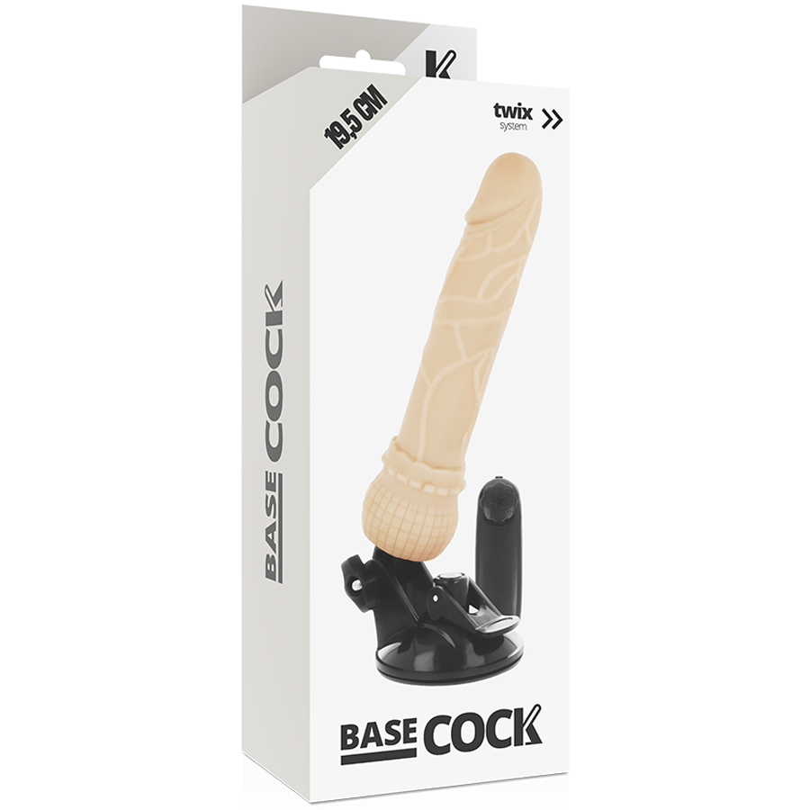 BASECOCK - REALISTIC REMOTE CONTROL VIBRATOR BLACK 19.5 CM -O- 4 CM