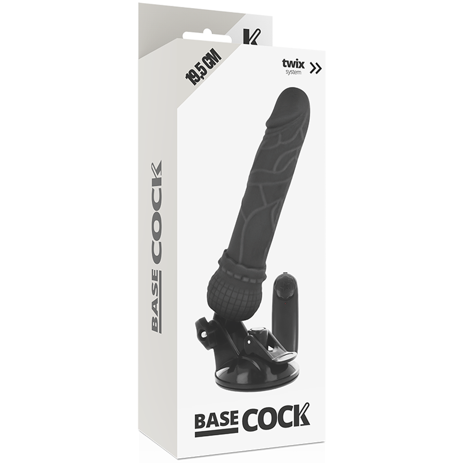 BASECOCK - REALISTIC VIBRATOR REMOTE CONTROL BLACK 19.5 CM -O- 4 CM - NATURAL - 8