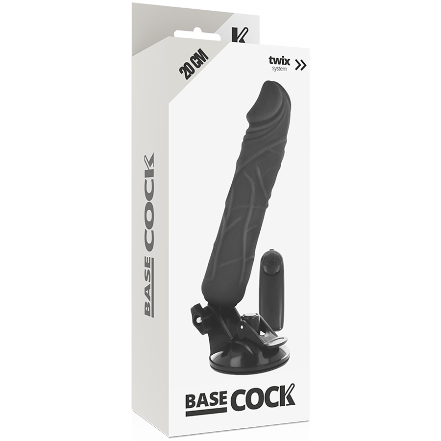 BASECOCK - REALISTIC VIBRATOR REMOTE CONTROL BLACK 20 CM -O- 4 CM - NATURAL - 8