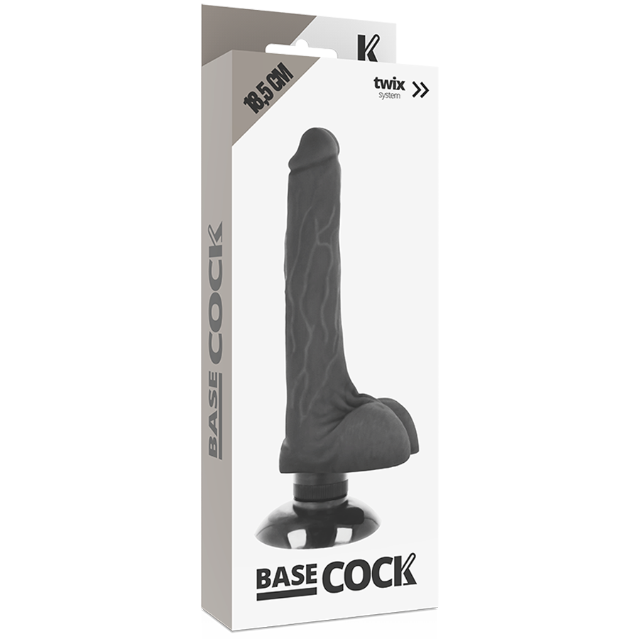 BASECOCK - REALISTIC VIBRATOR 2-1 BLACK 18.5 CM -O- 4 CM - BLACK - 11