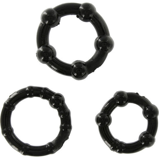 SEVEN CREATIONS - SET OF THREE BLACK PENIS RINGS - 1