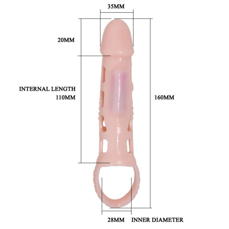 BAILE - PENIS EXTENDER COVER WITH VIBRATION AND NATURAL STRAP 13.5 CM - 5