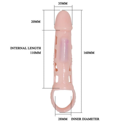 BAILE - PENIS EXTENDER COVER WITH VIBRATION AND NATURAL STRAP 13.5 CM - 5