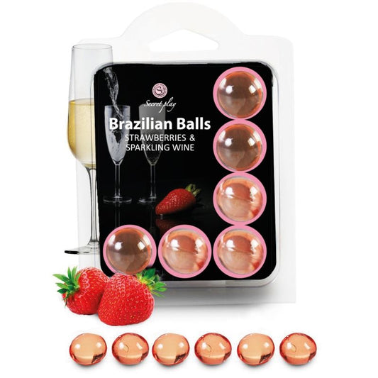 SECRETPLAY - SET 6 BRAZILIANS BALLS STRAWBERRIES WITH CAVA - 1