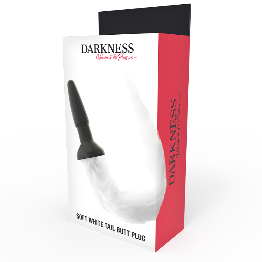 DARKNESS - SILICONE BUTT PLUG WITH WHITE TAIL