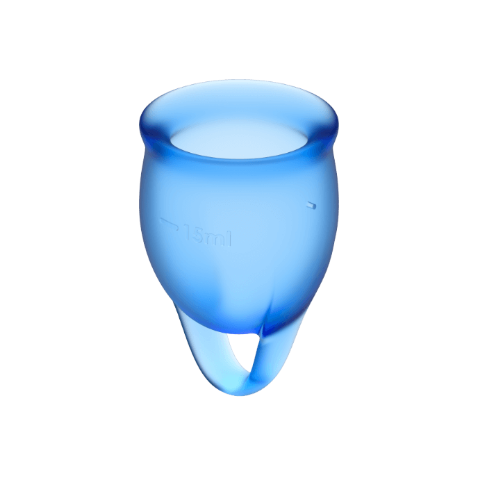 SATISFYER - FEEL CONFIDENT MENSTRUAL CUP CLEAR 15 + 20 ML - BLUE - 2