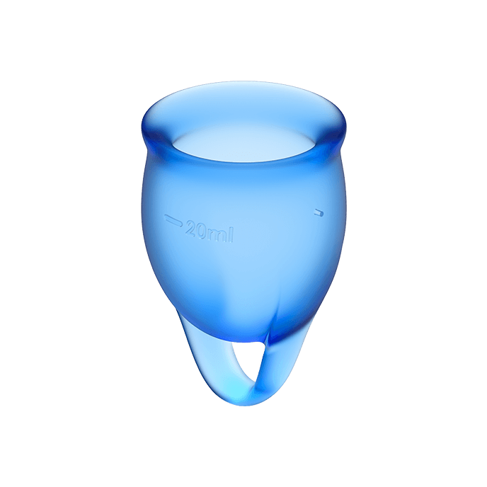 SATISFYER - FEEL CONFIDENT MENSTRUAL CUP CLEAR 15 + 20 ML - BLUE - 3