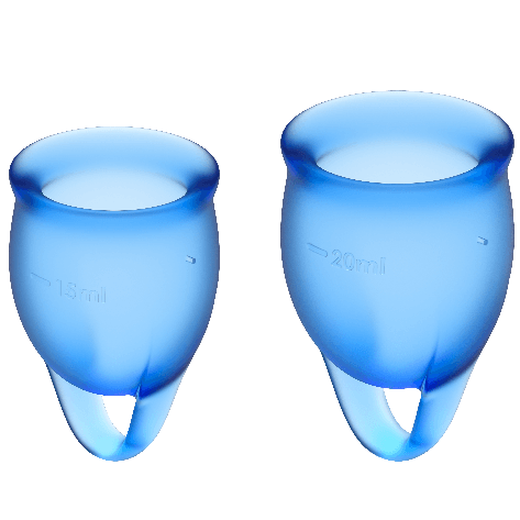 SATISFYER - FEEL CONFIDENT MENSTRUAL CUP CLEAR 15 + 20 ML - BLUE - 1