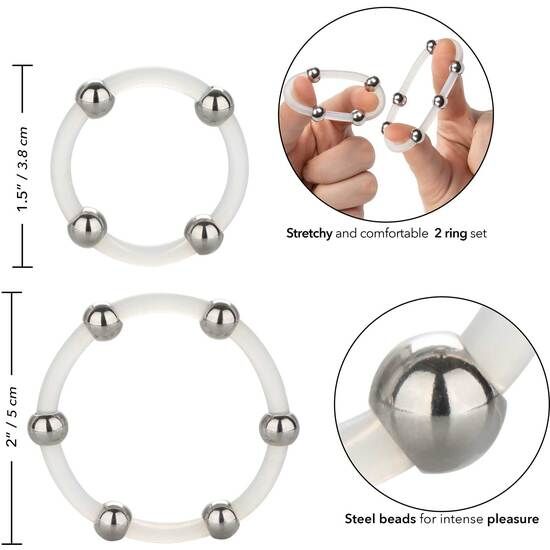 CALEXOTICS - STEEL BEADED SILICONE RING SET - 4