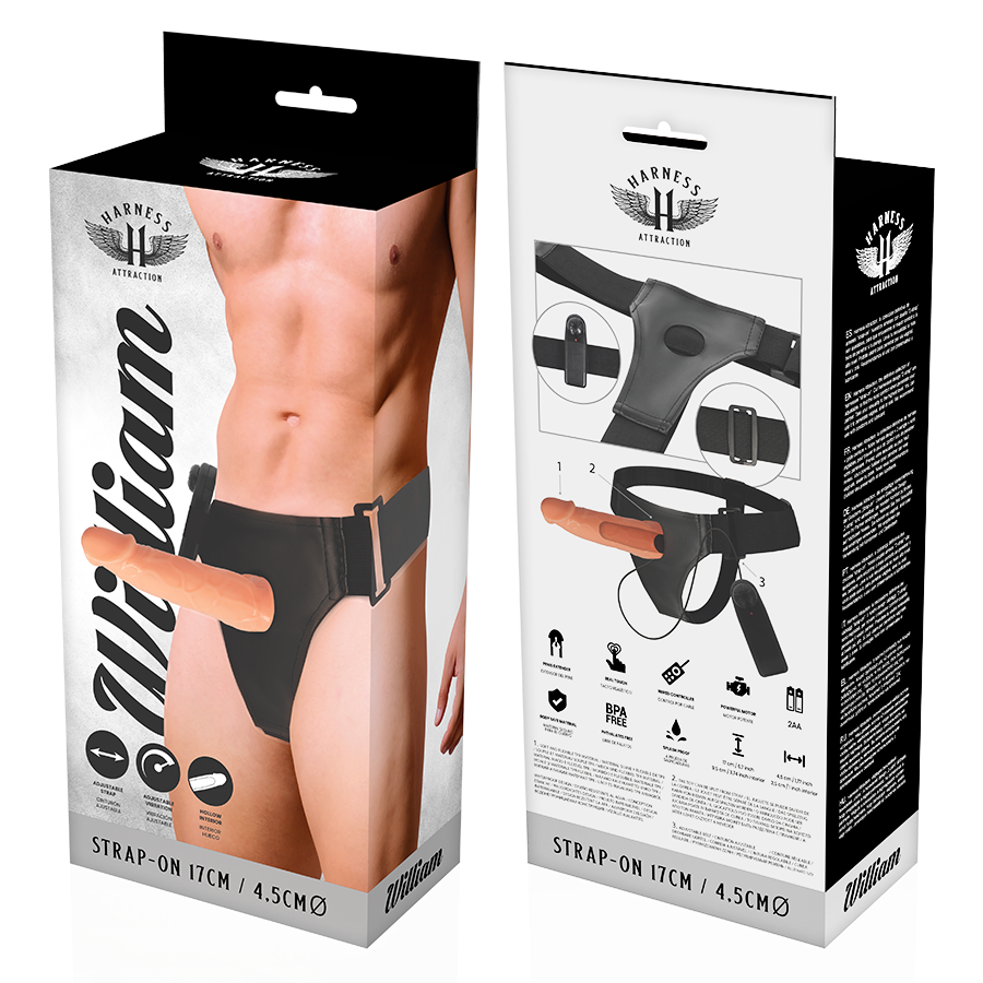 HARNESS ATTRACTION - WILLIAN HOLLOW RNES WITH VIBRATOR 17 CM -O- 4.5 CM - 2