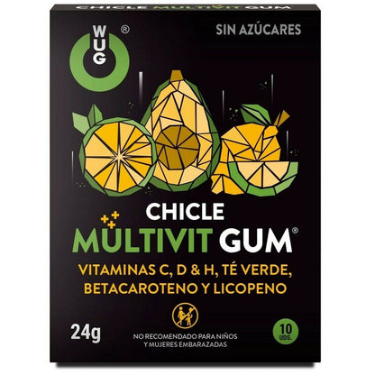 WUG GUM - MULTIVIT VITAMINE C, H, D, BÊTA-CAROTÈNE, LYCOPÈNE ET THÉ VERT 10 UNITÉS