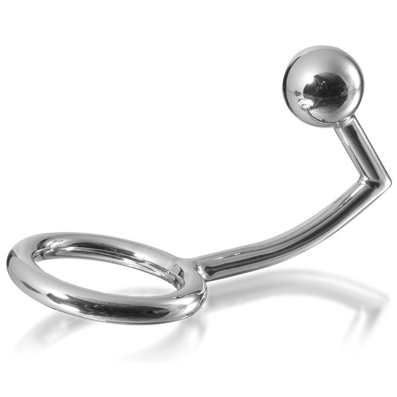 METAL HARD - COCK RING RING WITH ANAL INTRUDER HOOK 45MM - 3