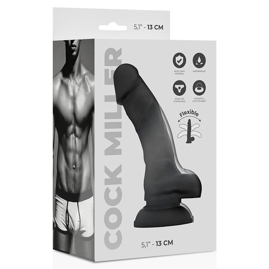 COCK MILLER - BLACK 13 CM ARTICULATED DENSITY SILICONE COCK
