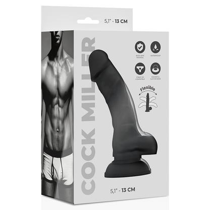 COCK MILLER - BLACK 13 CM ARTICULATED DENSITY SILICONE COCK