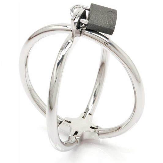 METAL HARD - CRISS CROSS HANDCUFF STAINLESS STEEL RESTRAINTS - 1