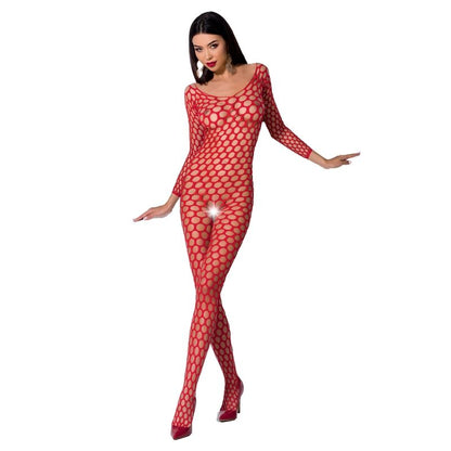 PASSION - WOMAN BS077 BODYSTOCKING ONE SIZE WHITE - ONE SIZE / RED - 3