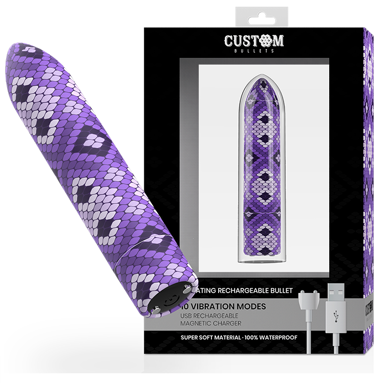 CUSTOM BULLETS - RECHARGEABLE SNAKE PURPLE MAGNETIC BULLET 10 INTENSITIES - 3