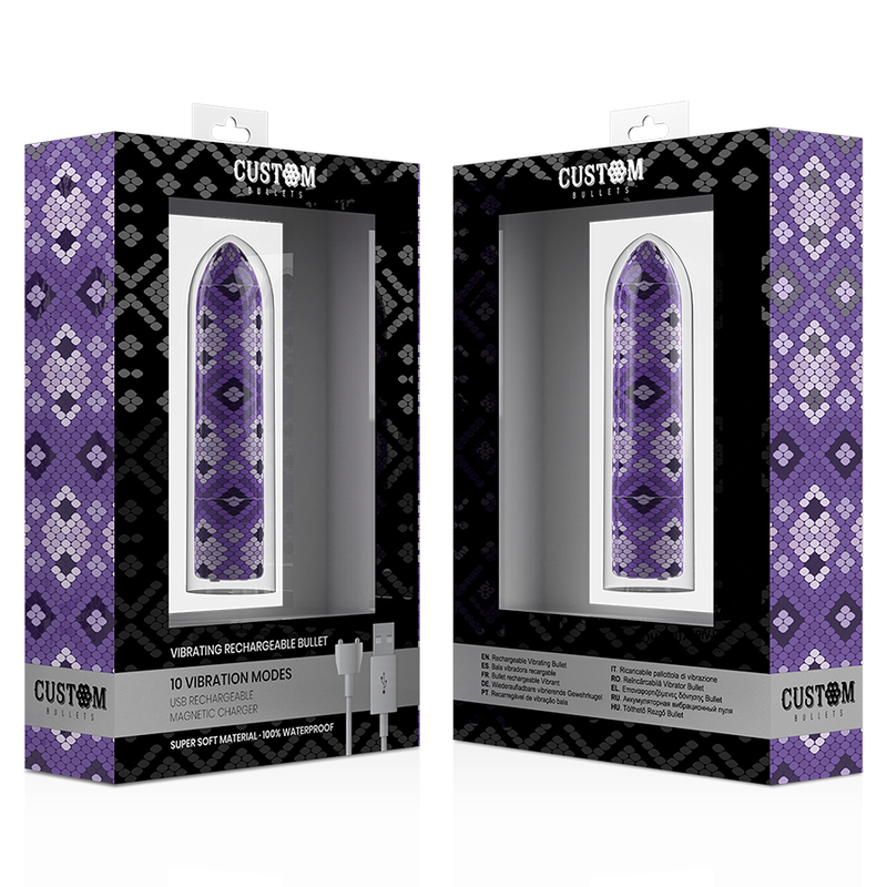 CUSTOM BULLETS - RECHARGEABLE SNAKE PURPLE MAGNETIC BULLET 10 INTENSITIES - 1