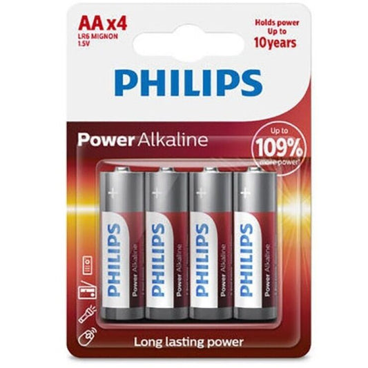 PHILIPS - POWER ALKALINE BATTERY AA LR6 PACK 4 - 1
