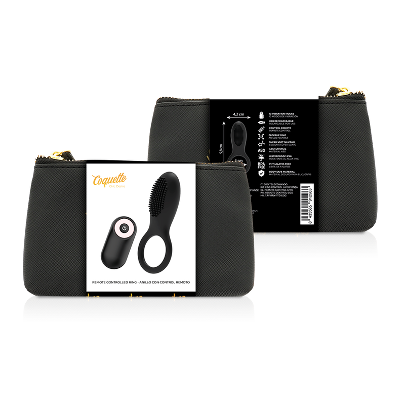 COQUETTE CHIC DESIRE - COCK RING REMOTE CONTROL RECHARGEABLE BLACK/ GOLD - 2