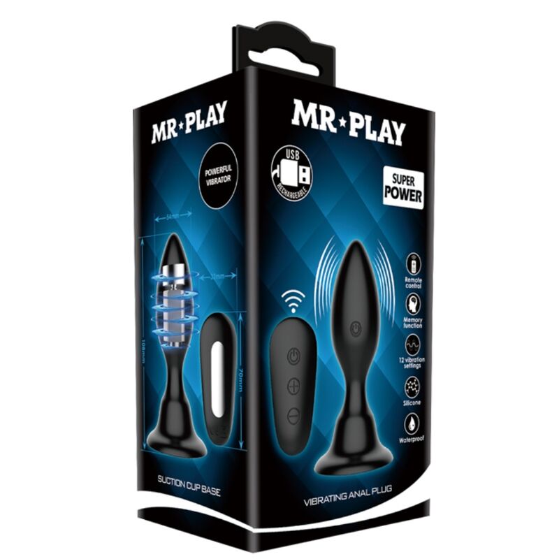 MR PLAY - BLACK VIBRATION REMOTE CONTROL BUTT PLUG