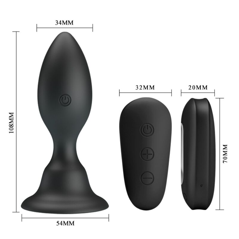 MR PLAY - BLACK VIBRATION REMOTE CONTROL BUTT PLUG