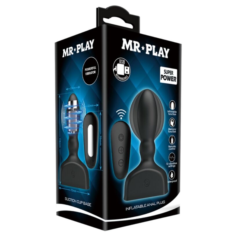 MR PLAY - BLACK INFLATABLE ANAL PLUG REMOTE CONTROL - 5