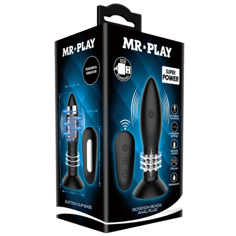 MR PLAY - PLUG WITH BLACK ROTATING BALLS REMOTE CONTROL - 7