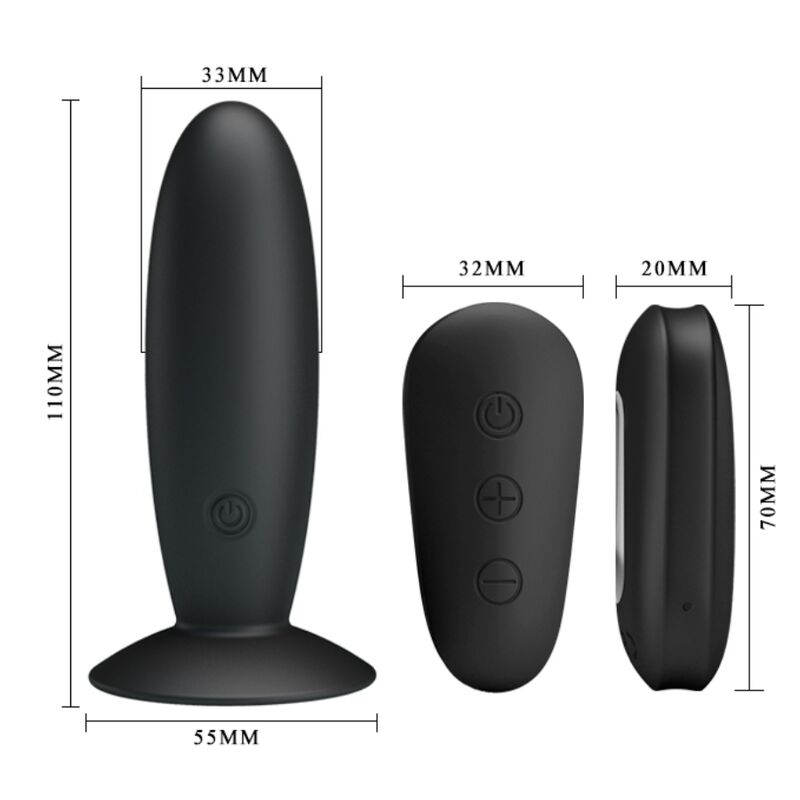 MR PLAY - ANAL PLUG WITH VIBRATION BLACK REMOTE CONTROL - 6