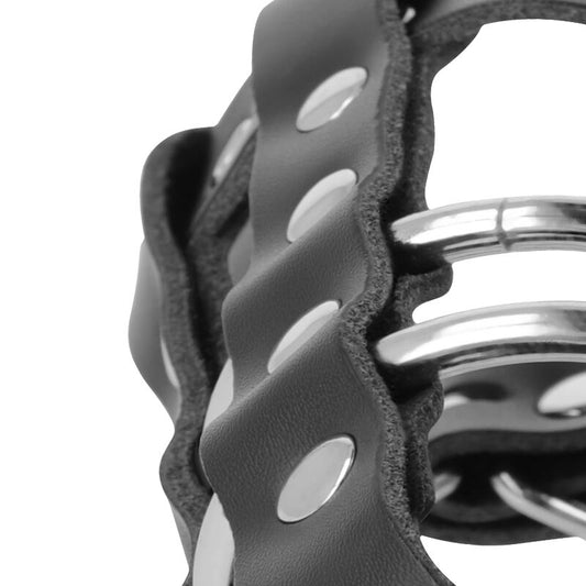 DARKNESS - LEATHER CHASTITY CAGE WITH LOCK - 1