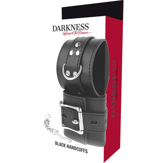 DARKNESS - BLACK LEATHER HANDCUFFS - 1