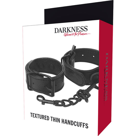 DARKNESS - WIDE THIN TEXTURED HANDCUFFS - 1