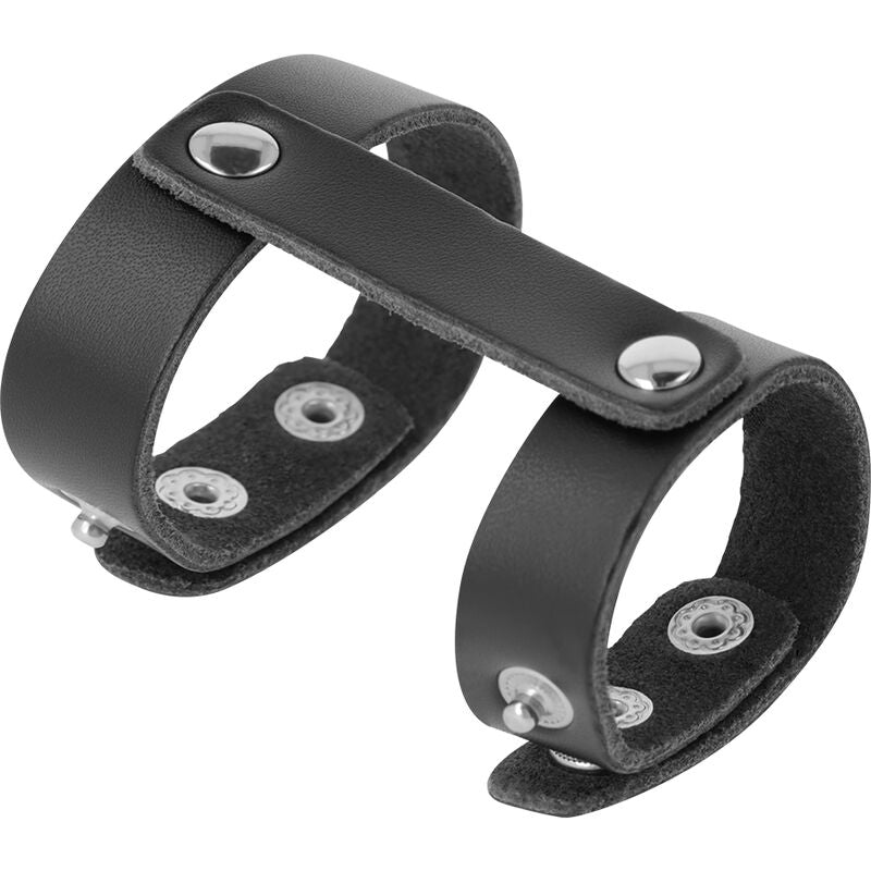 DARKNESS - LEATHER ADJUSTABLE PENIS AND TESTICLE RING - 1