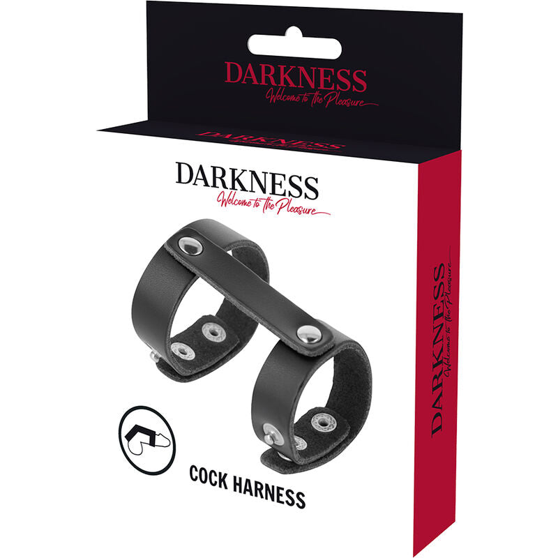DARKNESS - LEATHER ADJUSTABLE PENIS AND TESTICLE RING - 2