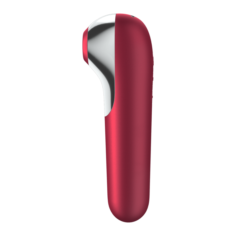 SATISFYER - DUAL LOVE VIBRATOR AND SUCTION CUP WITH PULSED AIR RED