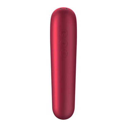 SATISFYER - DUAL LOVE VIBRATOR AND SUCTION CUP WITH PULSED AIR RED