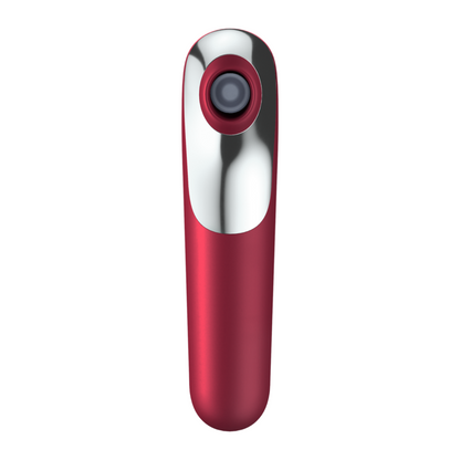 SATISFYER - DUAL LOVE VIBRATOR AND SUCTION CUP WITH PULSED AIR RED