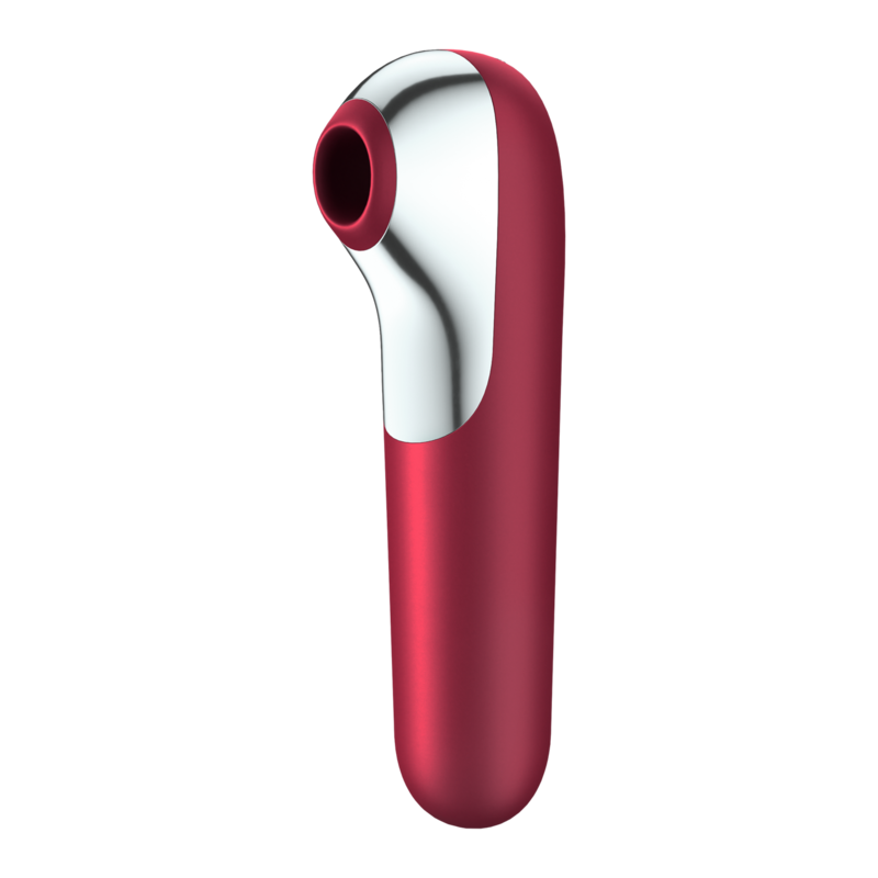 SATISFYER - DUAL LOVE VIBRATOR AND SUCTION CUP WITH PULSED AIR RED