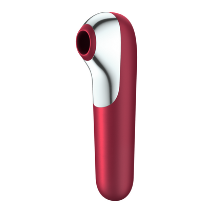 SATISFYER - DUAL LOVE VIBRATOR AND SUCTION CUP WITH PULSED AIR RED