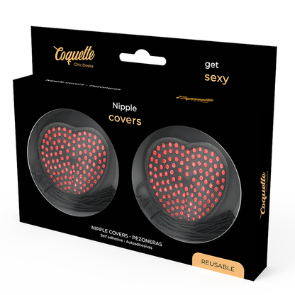 COQUETTE CHIC DESIRE - NIPPLE COVERS HEART BLACK / RED - 4