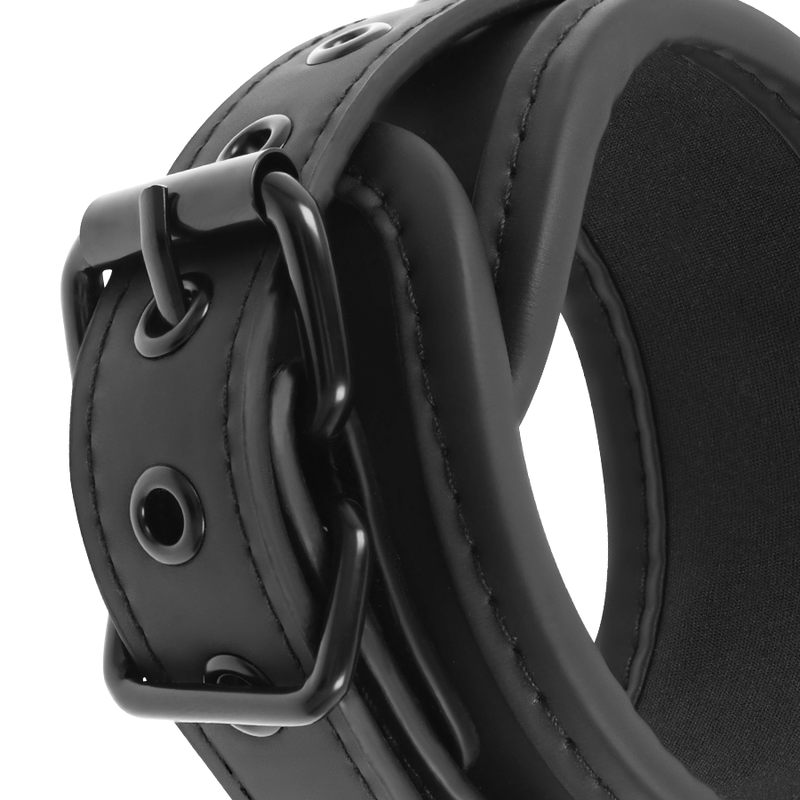 FETISH SUBMISSIVE - VEGAN LEATHER ANKLE CUFFS WITH NOPRENE LINING - 2