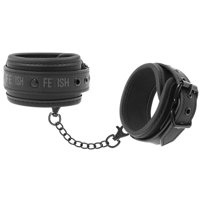 FETISH SUBMISSIVE - VEGAN LEATHER ANKLE CUFFS WITH NOPRENE LINING - 4