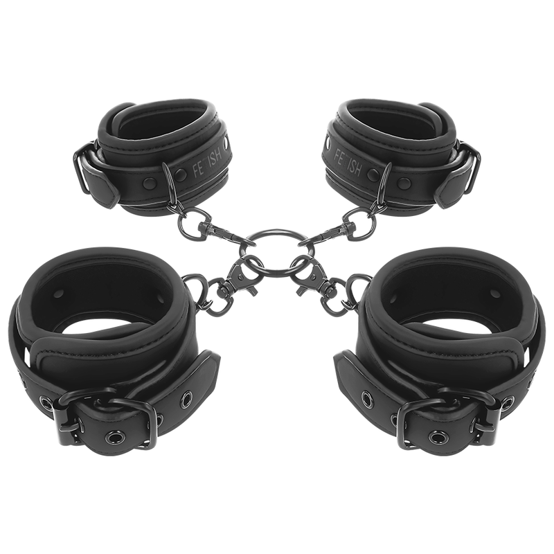 FETISH SUBMISSIVE - SET OF HAND AND ANKLE HANDCUFFS WITH NOPRENE LINING - 1
