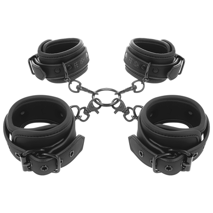 FETISH SUBMISSIVE - SET OF HAND AND ANKLE HANDCUFFS WITH NOPRENE LINING - 1
