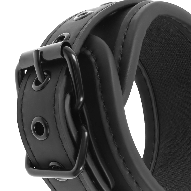 FETISH SUBMISSIVE - VEGAN LEATHER NECKLACE AND HANDCUFFS WITH NOPRENE LINING - 8