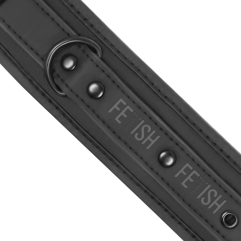 FETISH SUBMISSIVE - VEGAN LEATHER NECKLACE AND HANDCUFFS WITH NOPRENE LINING - 7