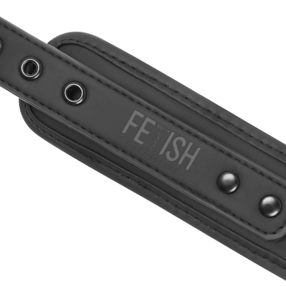 FETISH SUBMISSIVE - VEGAN LEATHER NECKLACE AND HANDCUFFS WITH NOPRENE LINING - 2
